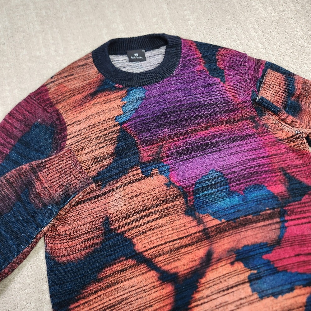 Paul Smith Sweater Men Medium Multi Dye Marsh Marigold Cotton Knit Crewneck NEW